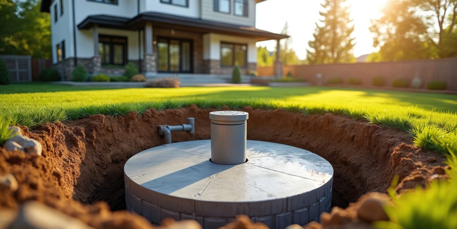 Maison et installation d’assainissement en environnement résidentiel